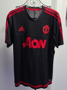 adidas Black and Red Manchester United Training Jersey